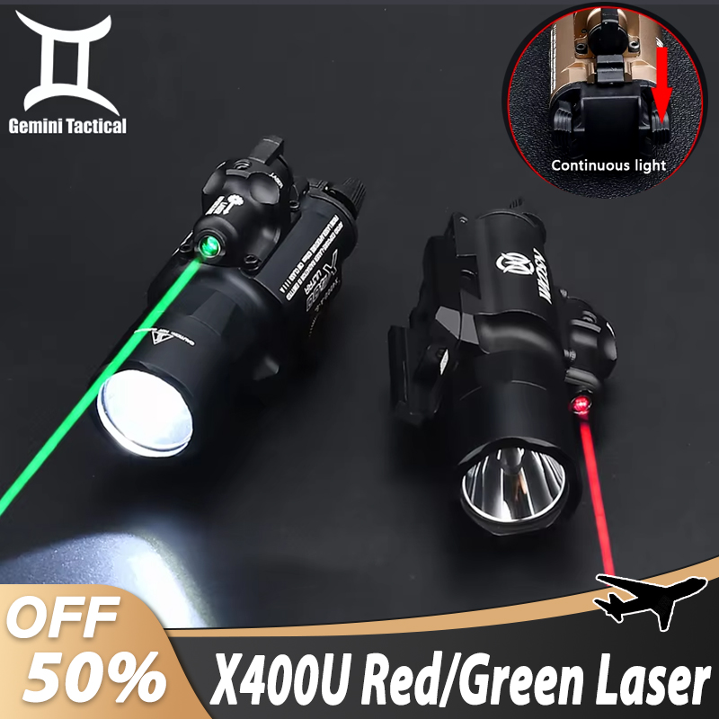 WADSN Airsoft X400 Ultra Flashlight X400U Red Green Dot Laser Sight Hunting Scout Lamp 510Lumens High Power Light Fit 20MM Rail
