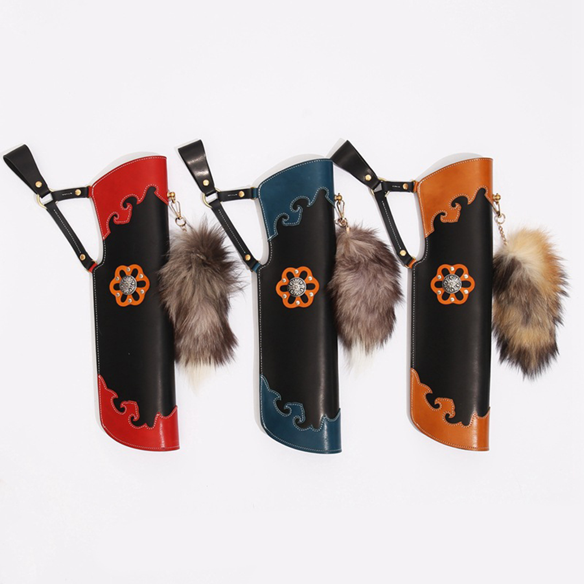 Waist-Mounted Quiver Portable Hip Quiver Recurve Bow Cowhide Quiver Arrow Bag for Archery Training Shooting Hunting Accessories