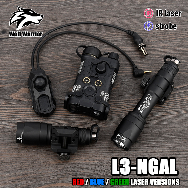 Tactical Surefir Tactical Flashlight M300A/M600C with L3-NGAL Laser Red/Green/Blue Laser PEQ-15 Flashlight Configuration