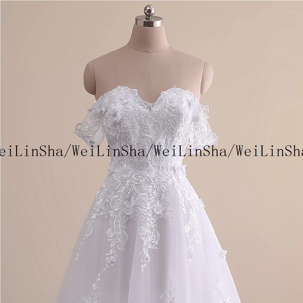 Customized A Line Off The Shoulder Real Picture Wedding Dresses for Bridal Lace Tulle Women's Dress Sweetheart Bridal Gowns