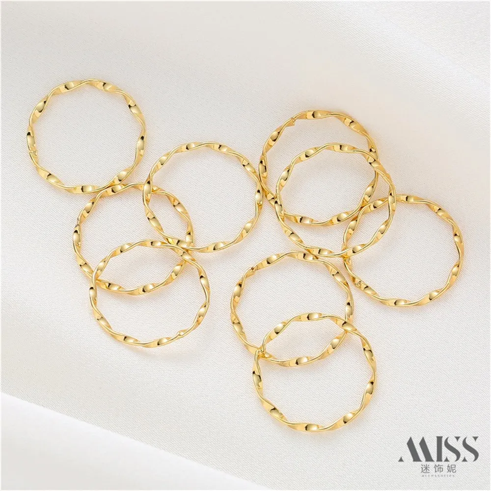 14K Gold-wrapped Flattened Twist Ring Twist Plain Closed Ring DIY Handmade Ring Jewelry Accessories