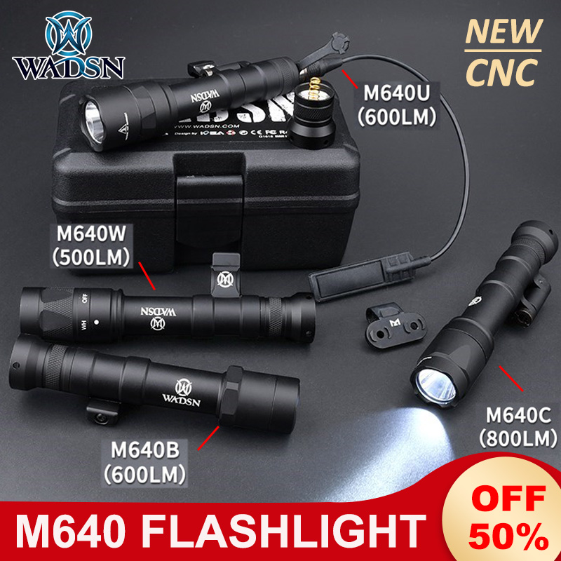WADSN Metal M640 Tactical Flashlight CNC M640B M640C M640U M640W Outdoor Airsoft Hunting Scout Light M640w Strobe Spotlight