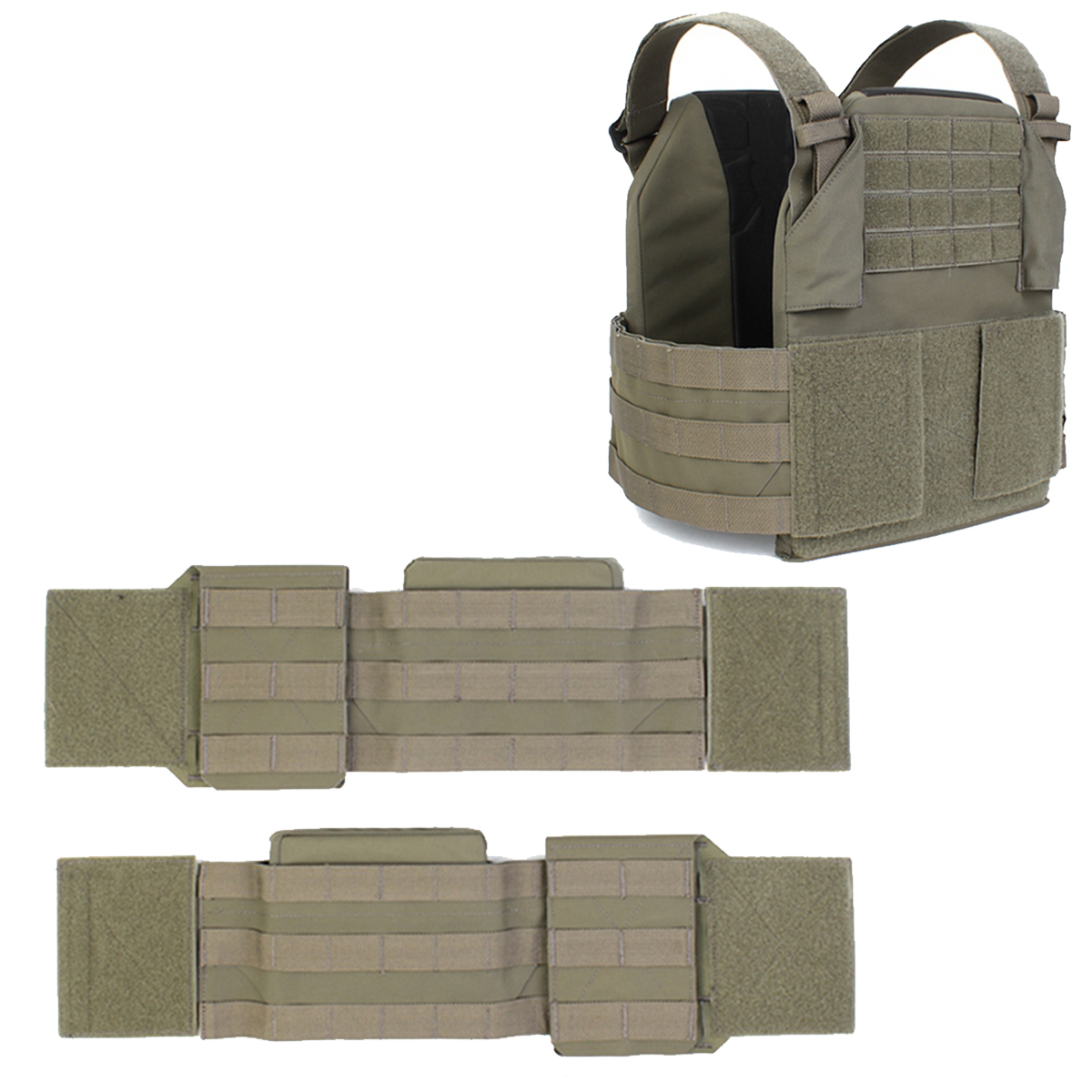 Tactical MOLLE Vest Quick Release Buckle Set Fast Fit Molle Side Belt Cummerbund Straps For Paintbal Hunting， War Games And More