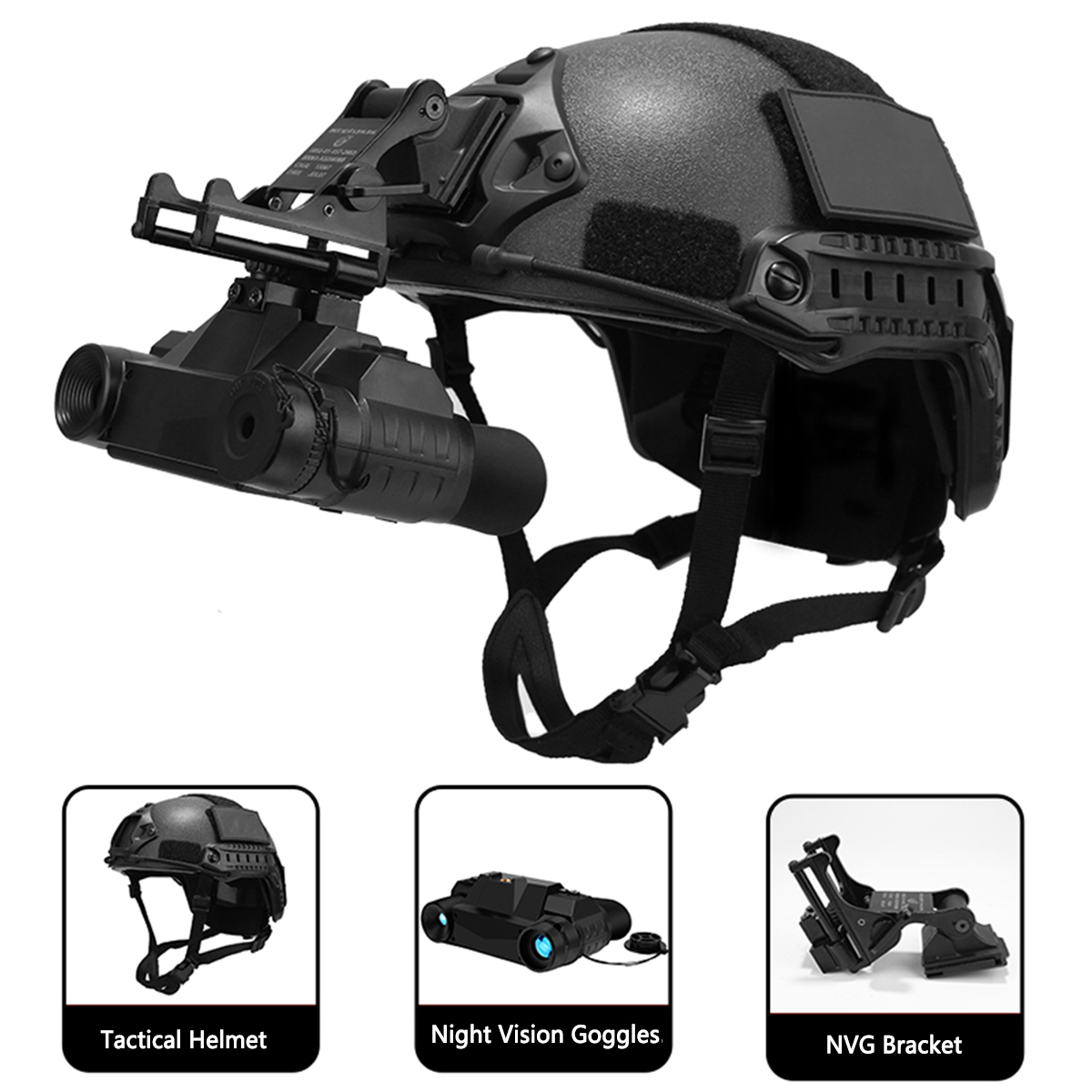 PVS14 HD Night Vision Device Tactical Helmet Set 8x Zoom Can Take Photos Photography With NVG Bracket & Battery Pack for Hunting