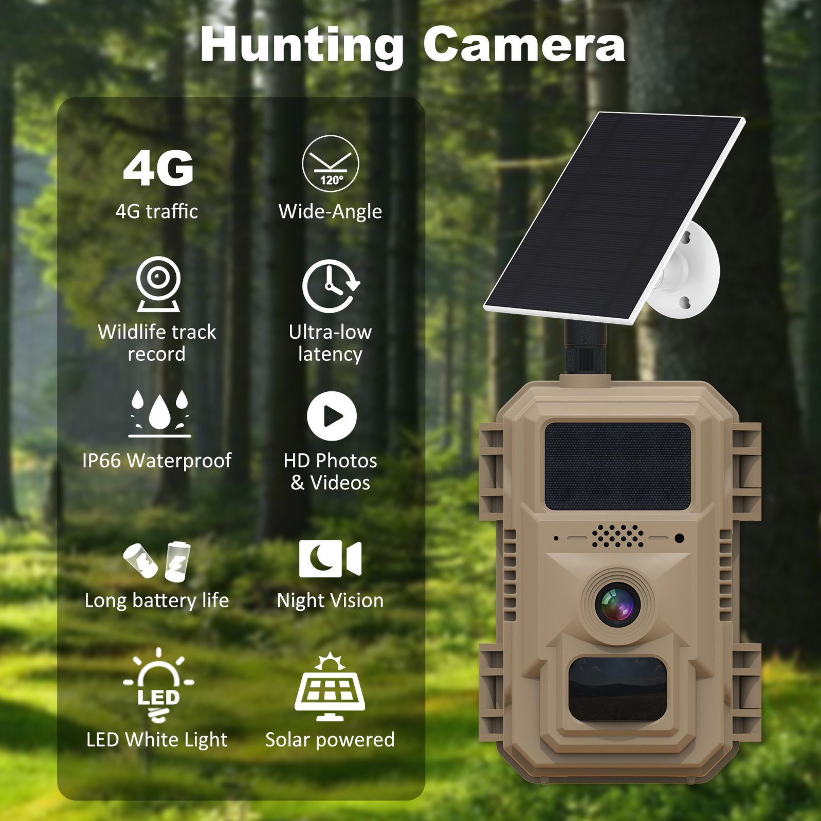 4G Hunting Camera animal tracking camera AI animal recognition outdoor waterproof low power consumption solar Energy