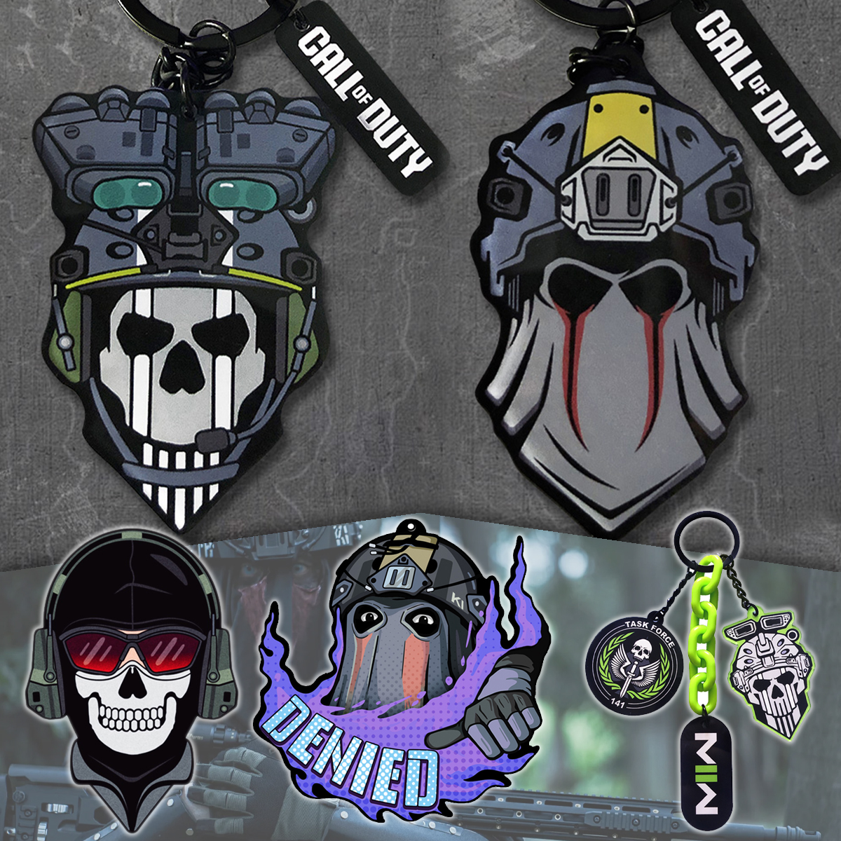 COD19 Task Force Call of Duty Night Battle Ghost 3D PVC Tactical Patch Armband Morale Badge Ghost Mask Skull Patches for Cosplay