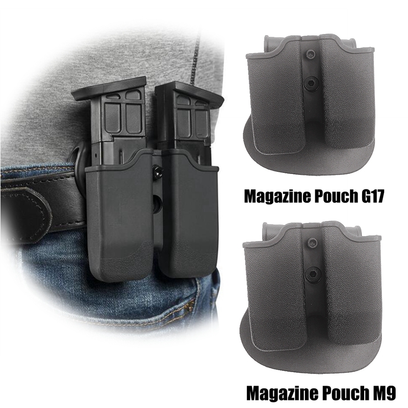 Double Magazine Holder Universal 9mm .40 Mag Holster for G17 M9 M92 Double Paddle Mag Pouch Holster