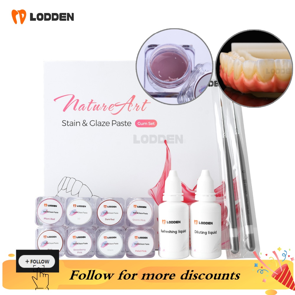 10pcs Lodden Glaze Paste Kits Dental Zirconia Stain and Glazing Paste (Diluent+Refreshing Liquid+pen) Kits Dental Lab Material