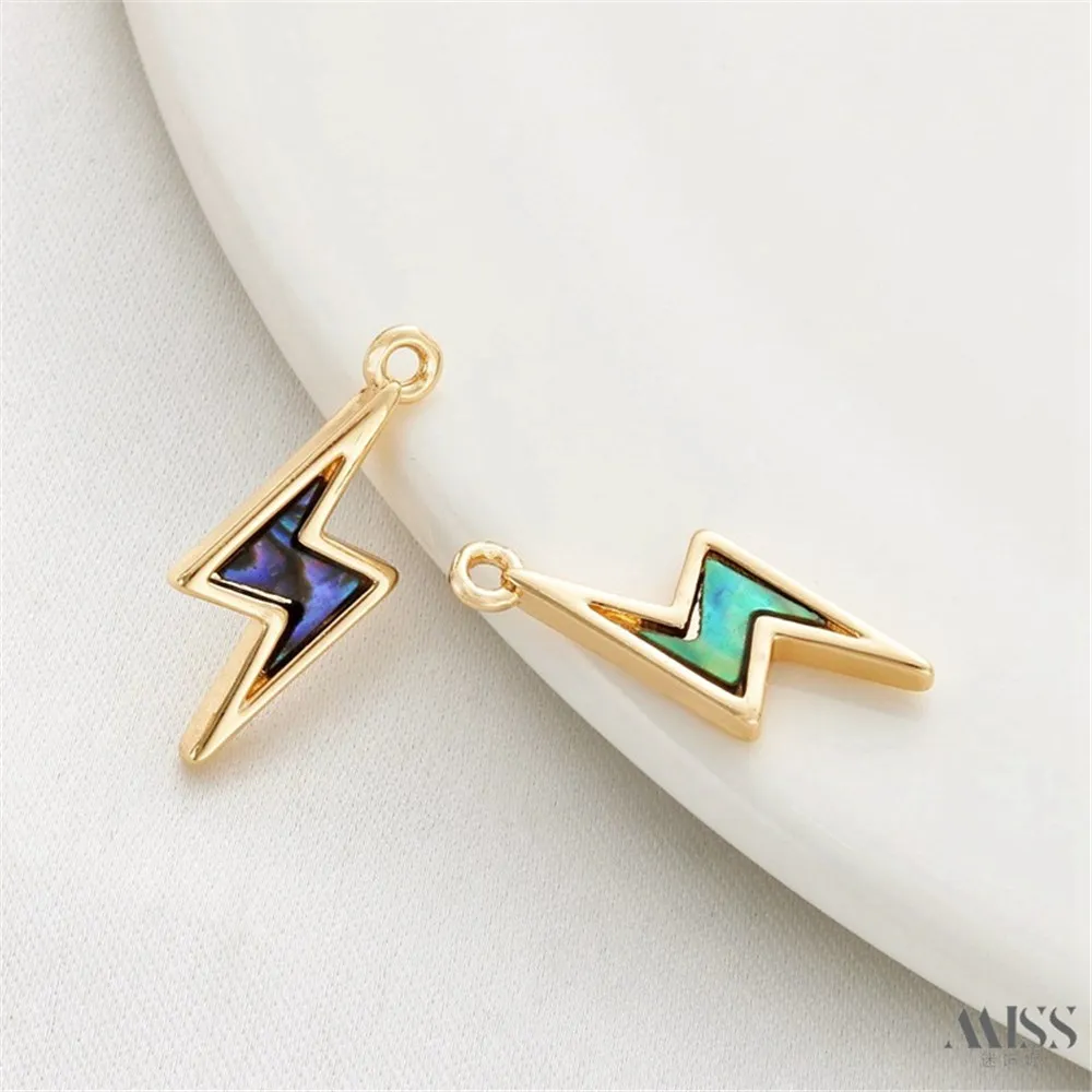 14K Gold-wrapped Sticky Shell Lightning Single Hanging Double Hanging DIY Connection Pendant Ear Hanging Jewelry Accessories