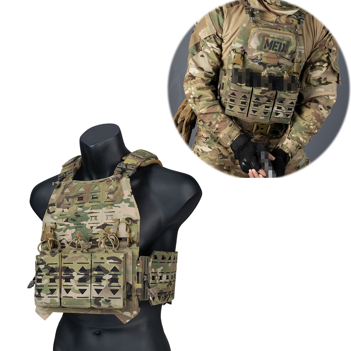 Quick Release Tactical Vest with Triple 5.56 Magazine Pouch Adjustable Hunting Vest For Airsoft Shooting CS War Games Etc