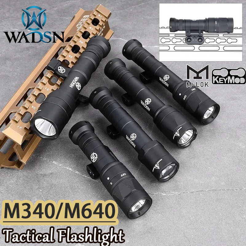Tactical M340 M640 Flashlight LED scout Strobe Hunting weapons light For M-Lok Keymod track bracket for light rail rotating base
