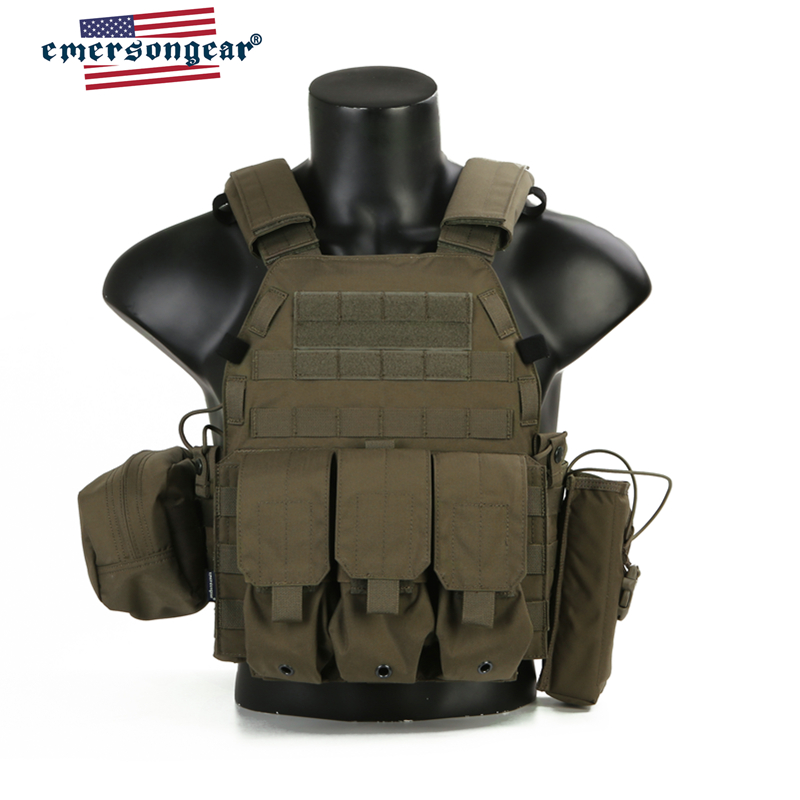 Emersongear LBT6094A Style Tactical Vest Plate Carrier W 3 Pouches 762 5.56 Airsoft Hunting Body Armor Protective Gear Nylon