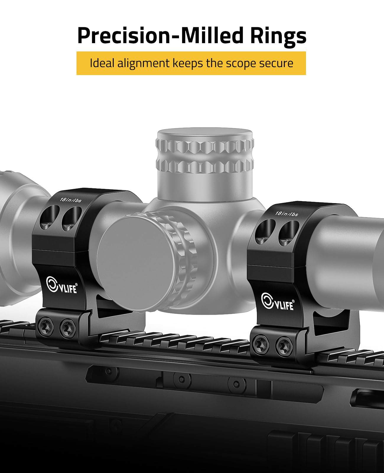 Airsoft 34mm Scope Rings Riflescope Medium High Profile Mount 1.26" 1.45 " Heigth Compatible with Picatinny Rails 2 Pcs