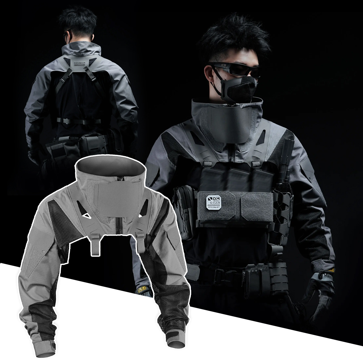 Tactical Combat Uniform Long Sleeve Camouflage Clothing Breathable Comfortable Compatible Tactical Chest Rig for Airsoft Cosplay