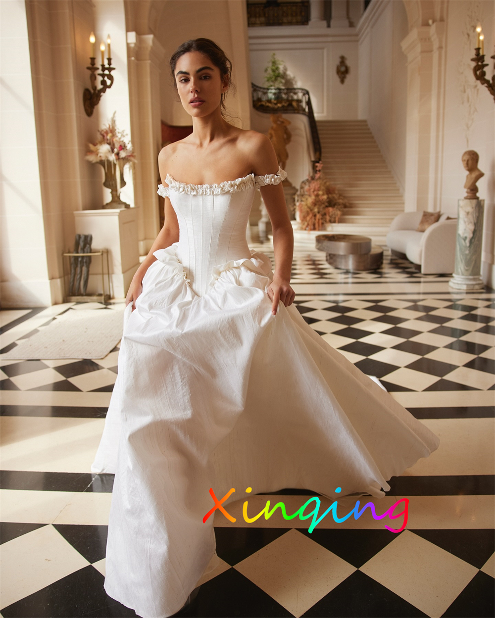 Customized Classic White Wedding Dresses for Woman Strapless Off the Shoulder Bridal Gowns Charming Wedding Guest Dresses