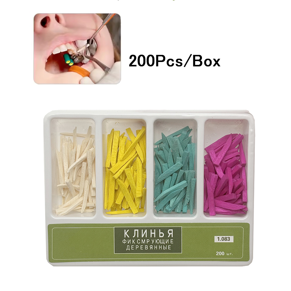 200Pcs/Box Dental Wooden Wedges Teeth Gap Isolation Round Tips Protect Gingival from Damage for Dentist Dental Clinic Tools