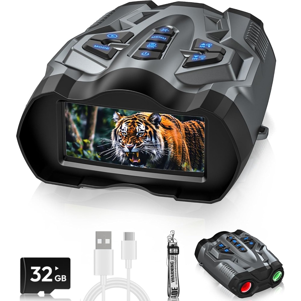 Adult night vision binoculars, 10x digital night vision, 9-speed infrared 32GB TF card, 4000mAh battery