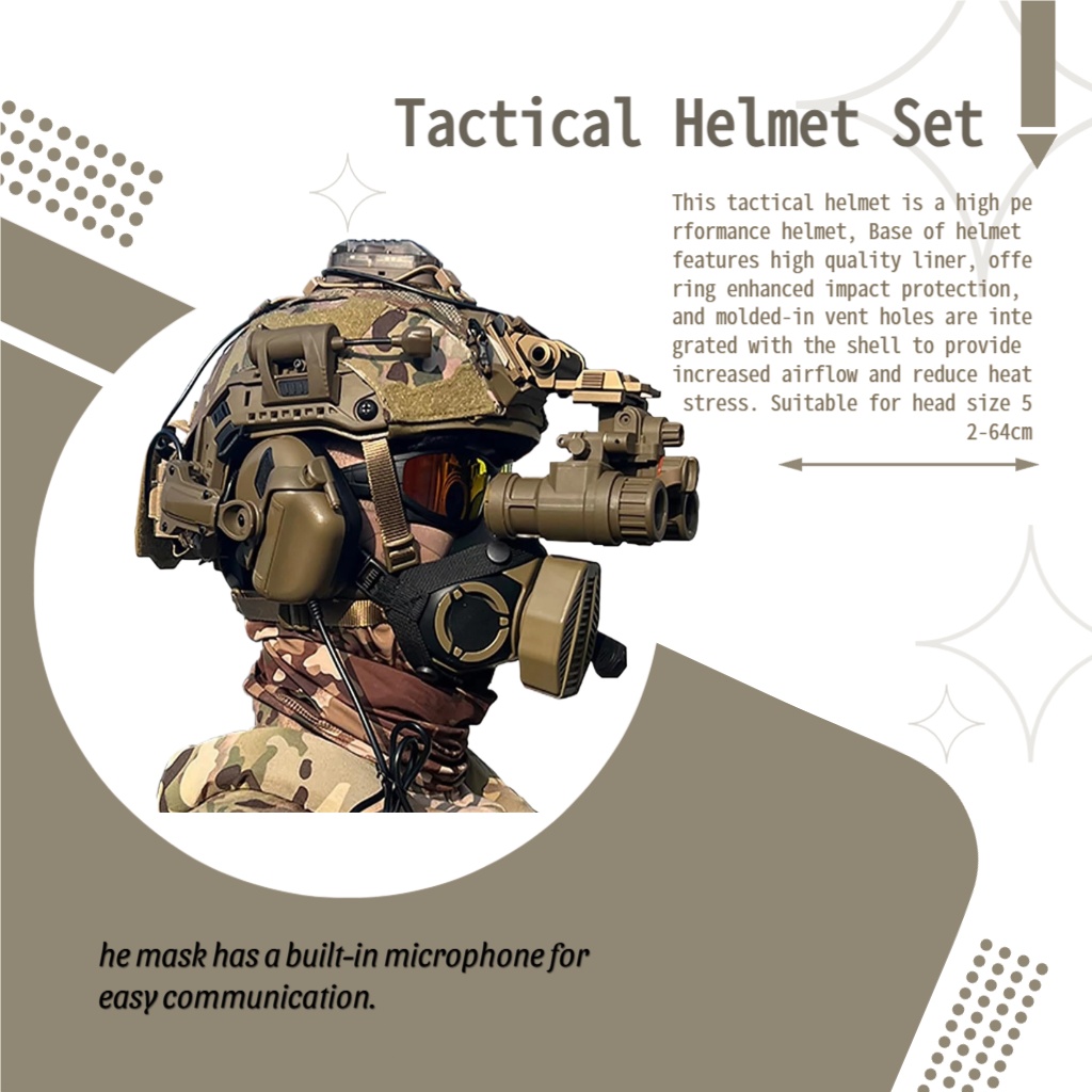 FANDAO Tactical Fast Helmet Set Built-in microphone Adjustable Airsoft Helmet Accessories For Outdoor Sports Cosplay CS Game