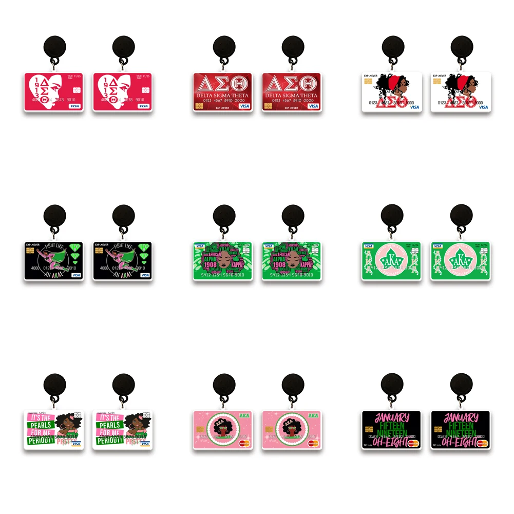 Hot Selling Acrylic Earrings Mixed Sorority Credit Card New Accessories For Women Colorful Beauty Earrings Popular Jewelry