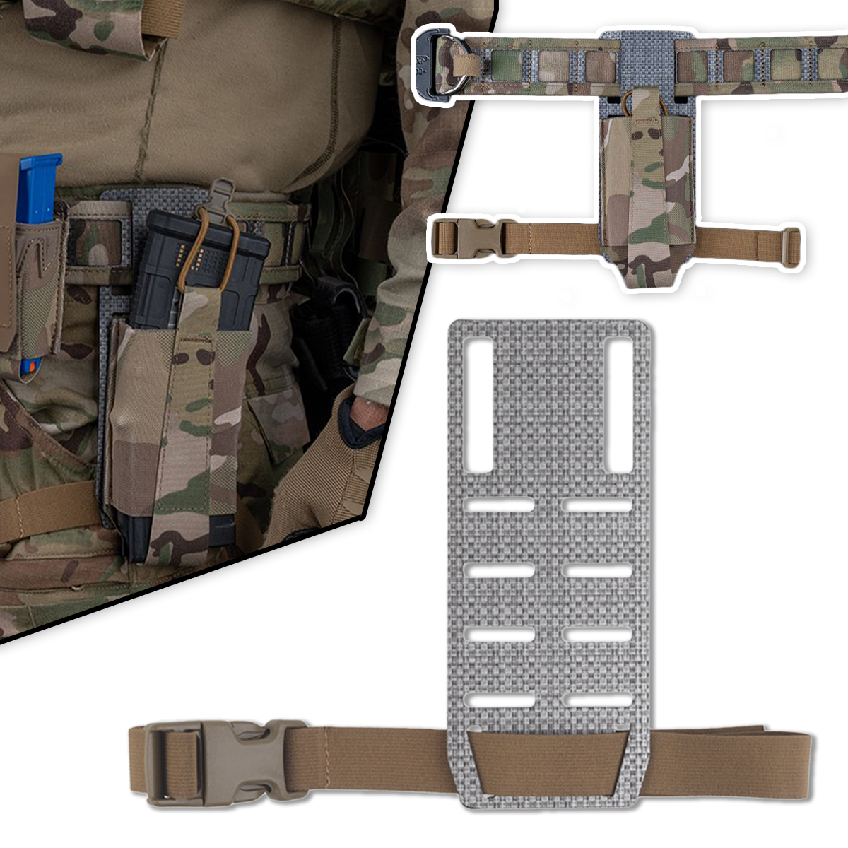 Tactical Magazine Bag Adapter Panel Belt Hanging Molle Platform Compatible with Function Bag for Outdoor Hunting Airgun Shooting
