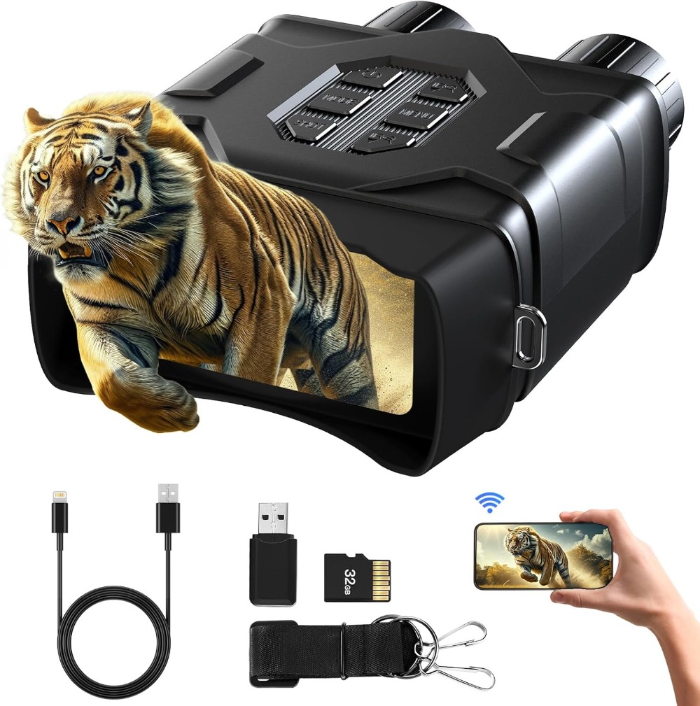 Night Vision binoculars -52 megapixel photos, 10x zoom,  Level 7 infrared, 4000mAh, 32GB card - ideal for hunting and safety