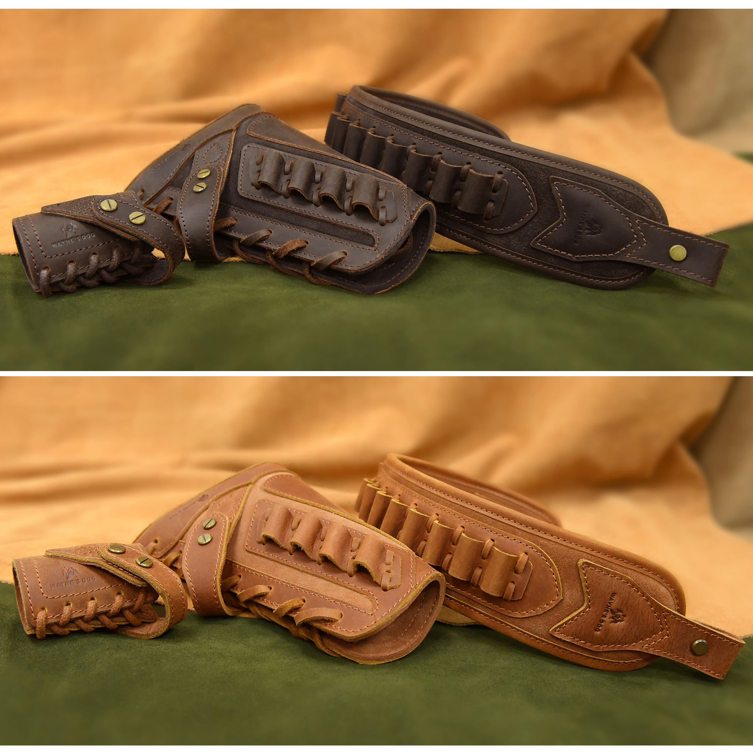 No Swivels Needed Leather Rifle Gun Buttstock Cheek Rest  with Matched Gun Sling Strap .44MAG .30/30 .308 .22  .357