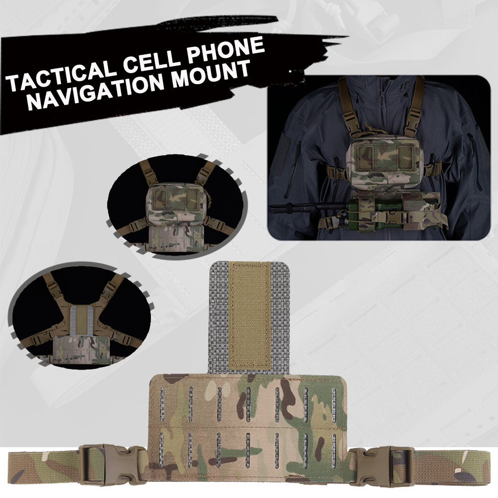 Tactical Cell Phone Navigation Mount Plate Carrier for Walkie Talkies Pouch MOLLE Mobile Navigation Bracket Portable Carabiners