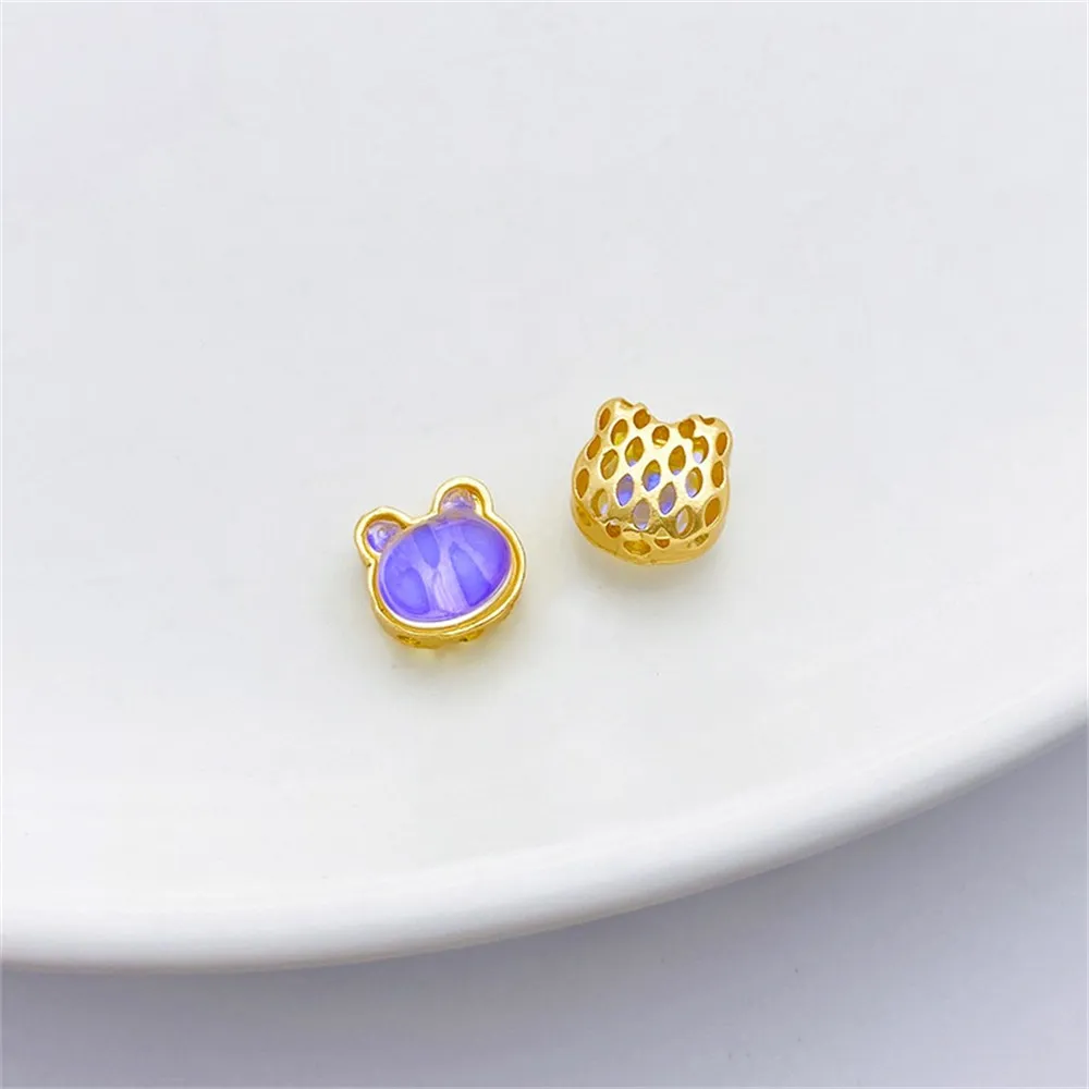 Ancient Gold Colorful Imitation Moonstone Bead Separation Transfer Bead DIY Bracelet Necklace Jewelry Material Accessories