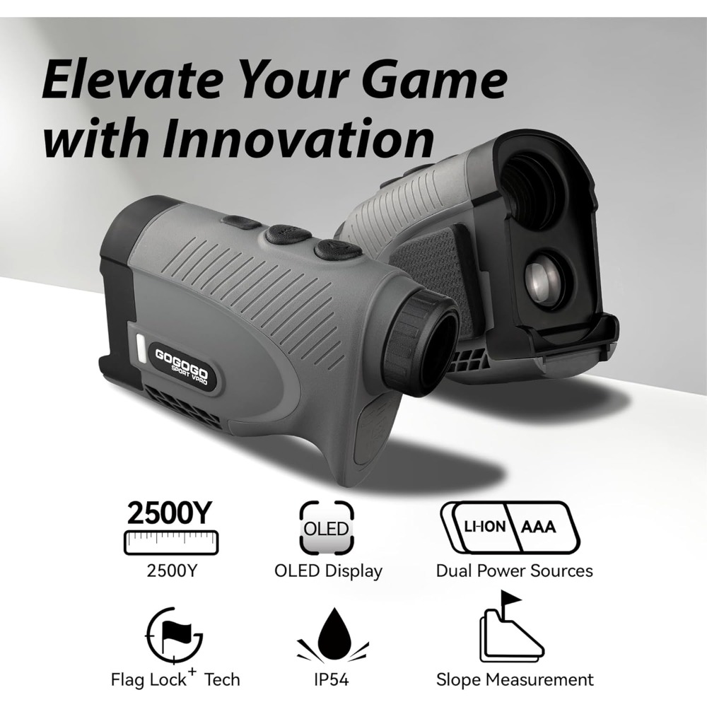 Second generation Golf laser rangefinder, ultra clear optics, 99% transmission lens OLED display, dual power supply