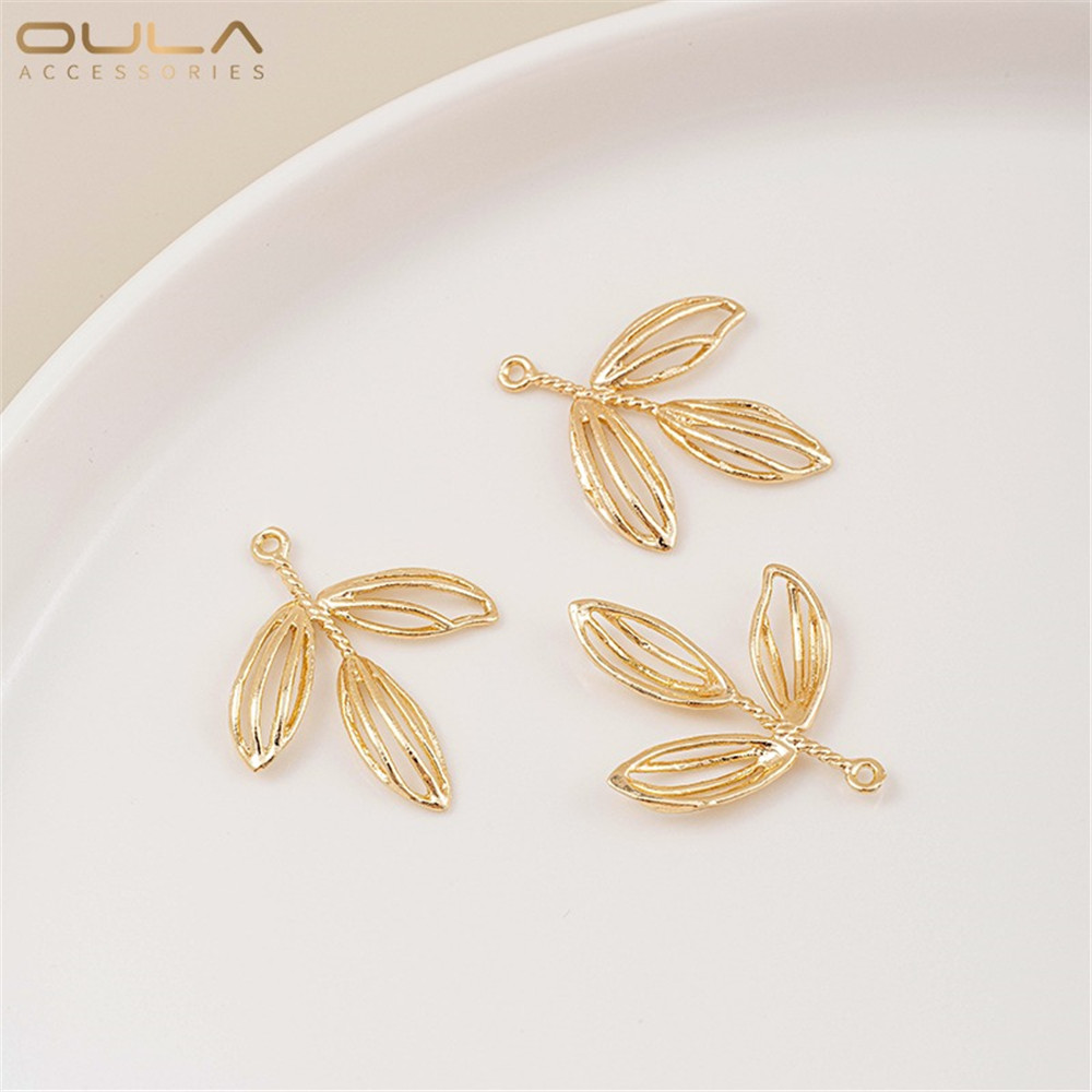 1PCS 14K Gold-plated Maple Leaf, Willow Branch Pendant, Diy Handcrafted Earrings, Tassels, Earrings, Hairpins and Pendants