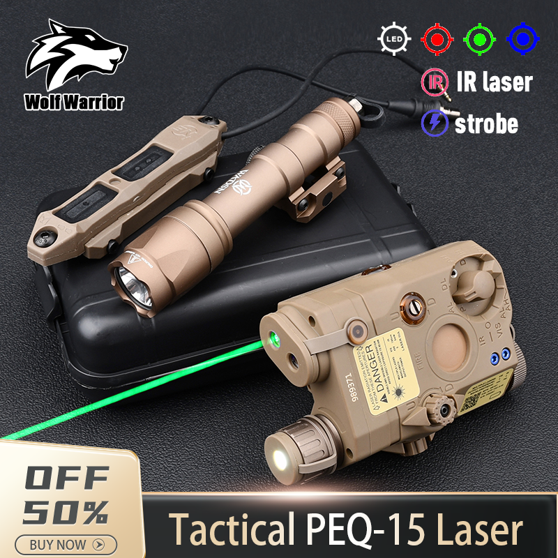 WADSN Tactical LA PEQ15 Red Green Blue Dot Indicator IR Sight Pointer Flashlight PEQ Lase White LED Hunting Flashlight Airsoft