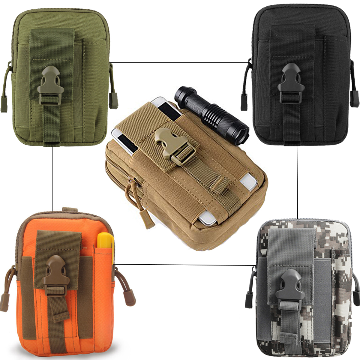 Tactical Molle Pouch Tactical Belt Waist Bag Outdoor Sport Waterproof Phone Bag Men Casual EDC Tool Pocket Hunting Fanny Pack