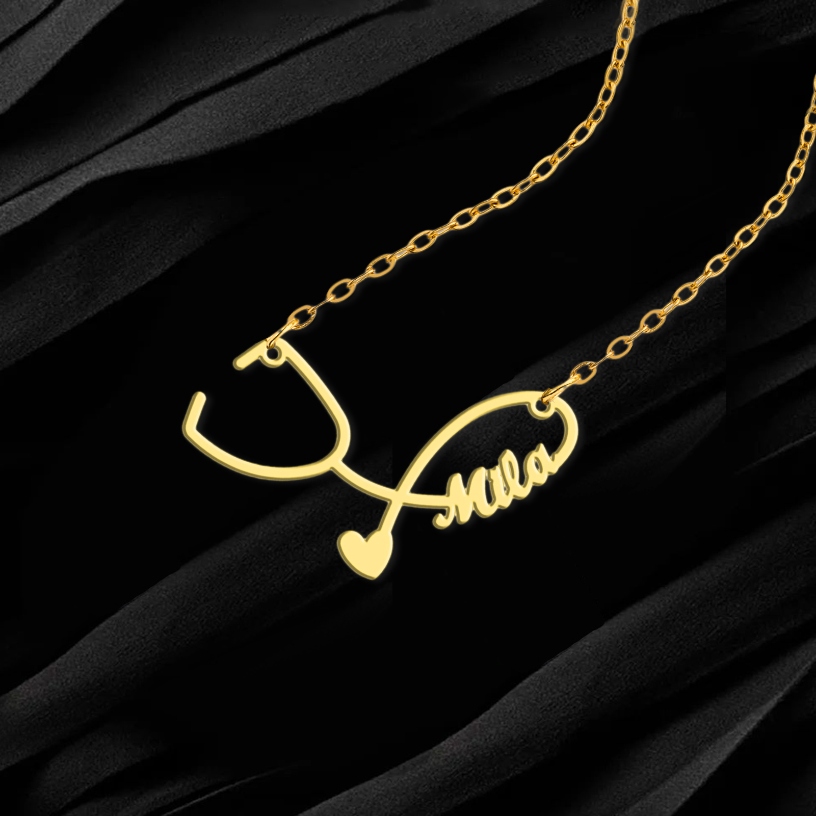 Sipuris Stethoscope Custom Name Necklace Stainless Steel Personalized Doctor Nurse Trendy Nameplate Pendant  Jewelry Gifts