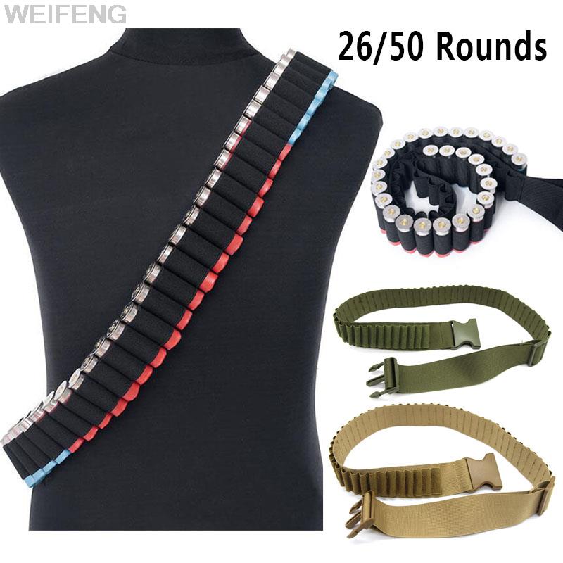 Tactical 26 50 Round Gun Bandoliers 12/20 Gauge Belt Cartridge Shoulder Shell Pouch Holder for 5.56mm .22/.223.204 Bullet