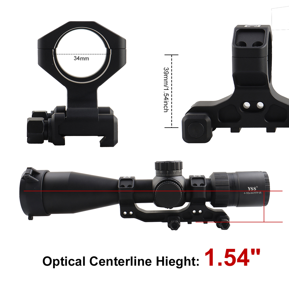 PPT Mounts Airsoft Metal 1.54"  Height Cantilever 34MM 30MM Scope Mount Fits 21.2MM Picatinny Rail Rifle Scope Base HS24-0269