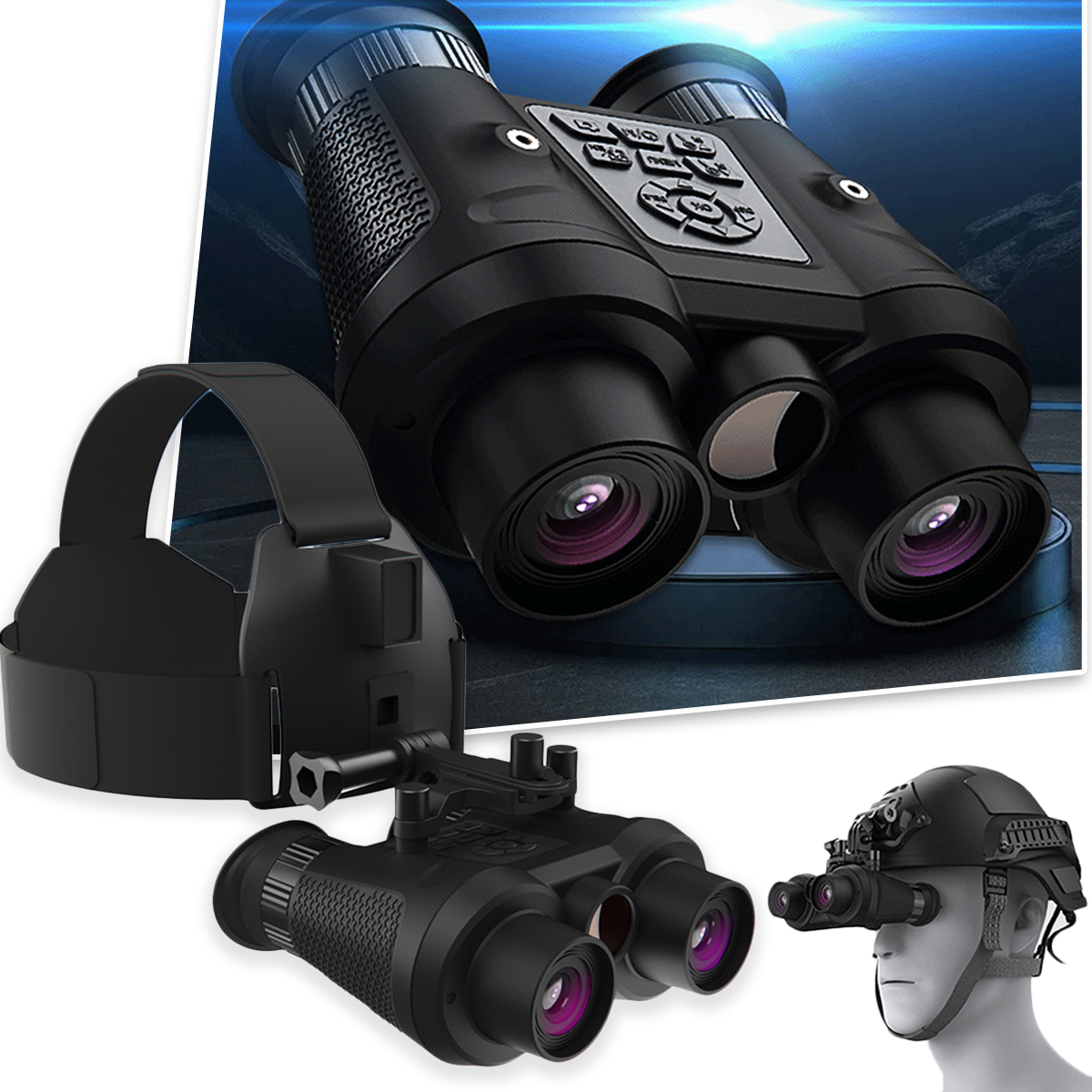 VENV300 Night Vision Goggle With Nvg Bracket Compatible with Tactical Helmet Head-Mounted 4K Hd Binocular Night Vision Telescope