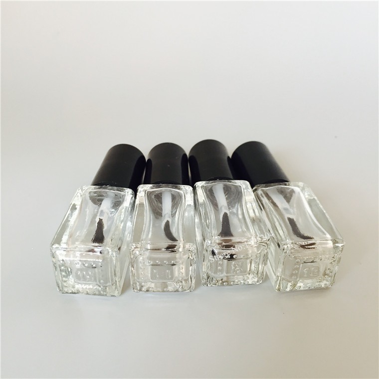 30pcs/lot 5ml Empty Square Nail Polish Bottles And Small Brush Nail Art ContainerTransparent Glass Nail Oil Container Polish