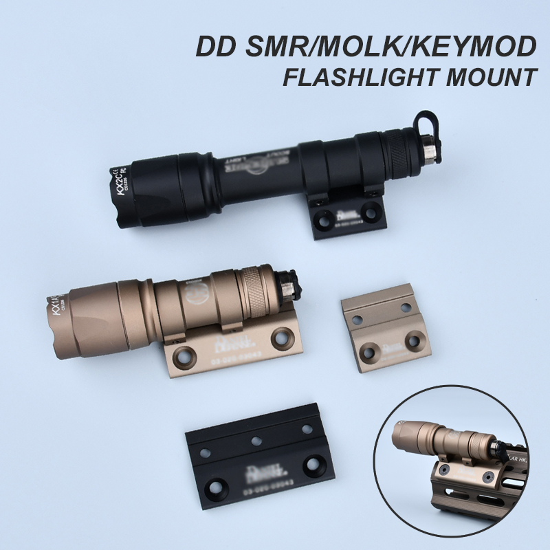Tactical DD SMR Mlok Keymod Metal Base Fit Surefir M300 M600 Flashlight Weapon Hunting Scout Light Offset Side Mount Accessories