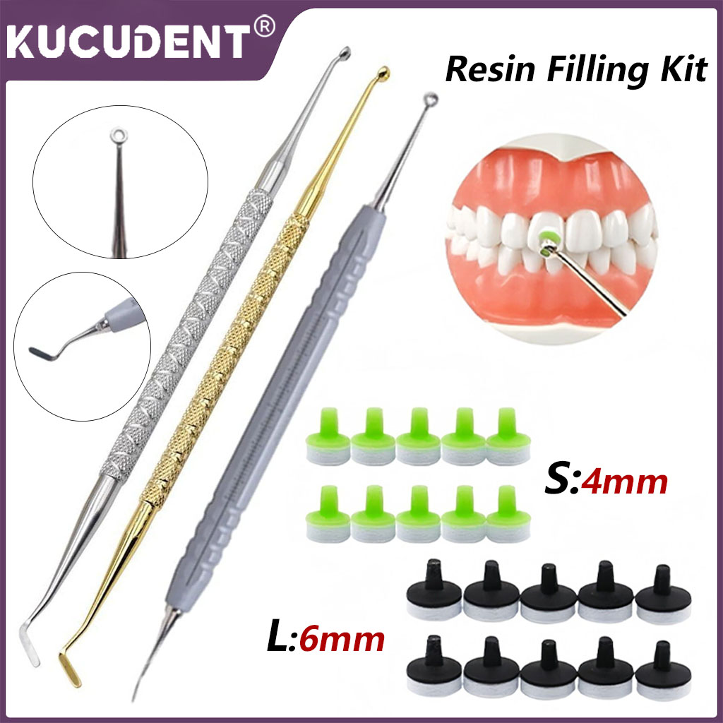 1Set Dental Resin Filling Molding Tool Kit Veneer Foam Pads Composite Resin Spatula Handle Teeth Whitening Dentistry Materials