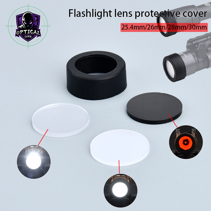 Tactical Flashlight Lens Protective Cover For M300 M600 Scout Light X300 X400 Pistol Light 25.4mm/26mm/28mm/30mm Mount Kit