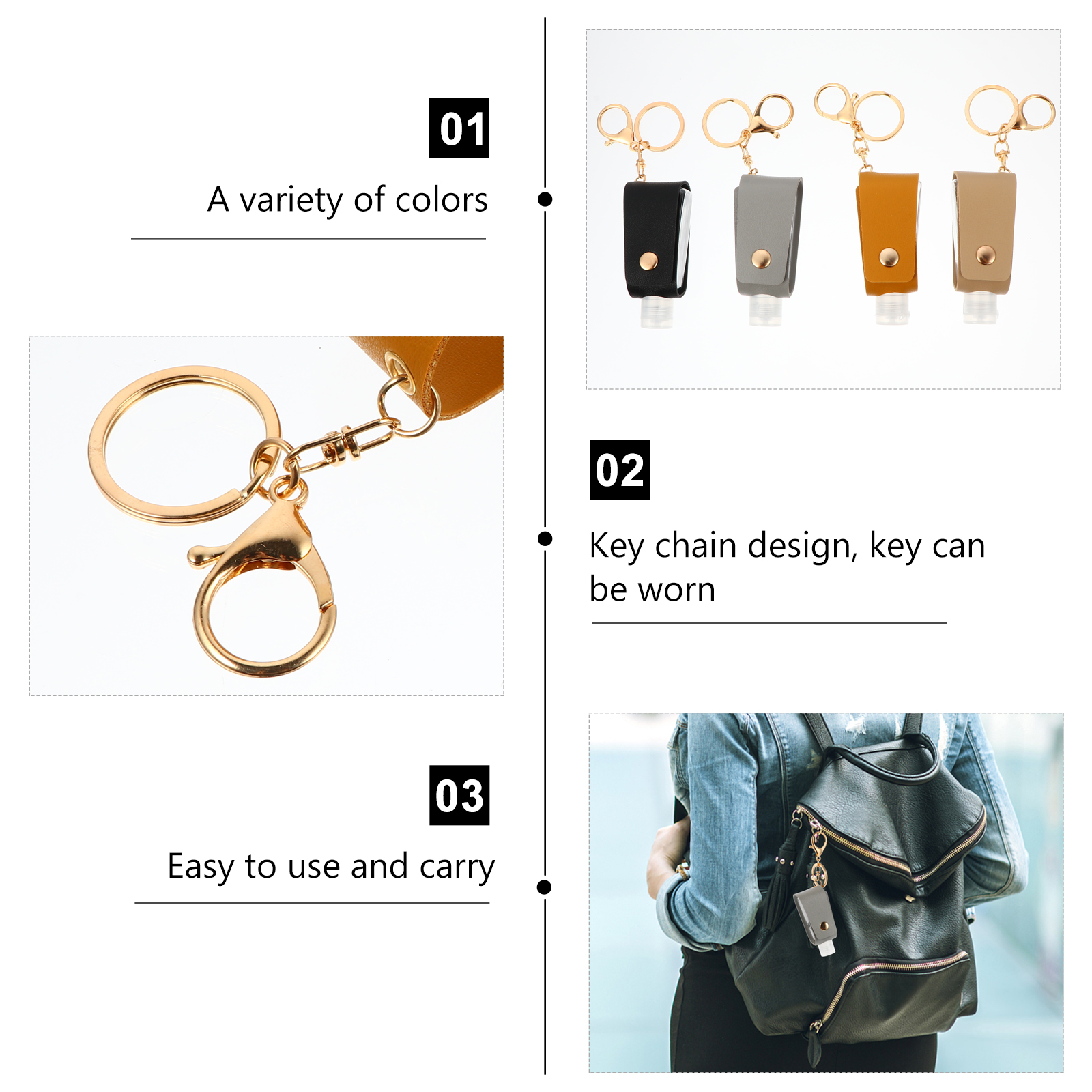 4Pcs H Case ABS Keychain Empty Bottle Holder for Outdoor Indoor Travel Gift Skincare Keyring Case Tool