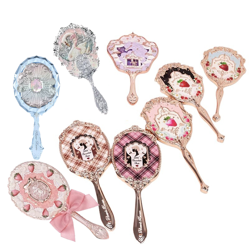 Flower Knows Mirror Midsummer Night Series Little Angel Mirror Strawberry Cupid Handheld Mirror Shell Jewelry Mini Mirrors