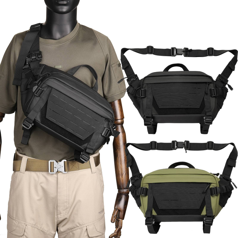 FANDAO New Military Fan Outdoor Fanny Pack, Crossbody Functional Tactical Breast Bag Multi-Functional Wear-Resistant Satchel
