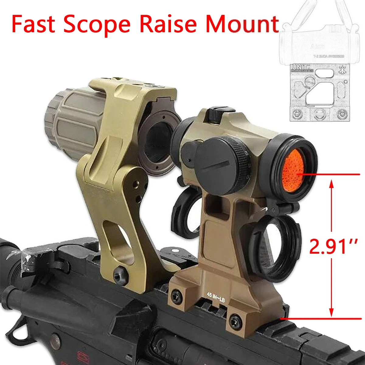 Metal T01 T02 Scope 2.91“ Raise Mount Tactical Red Dot Sight Base Hunting 20mm Picatinny Rail T01 UNIT FAST Raiser 1.64'' Mount