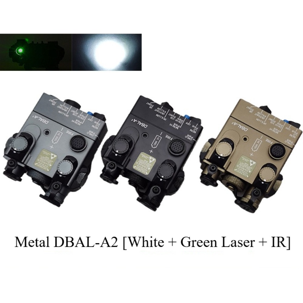 Metal DBAL-A2 Full Function Green Laser Indicator PEQ Laser IR Flashlight Strong Light Illumination 20mm Guide