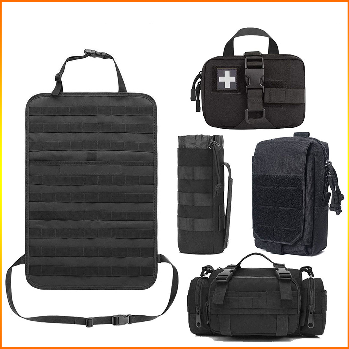 Molle Seat Back Organizer Tactical Seat Cover with Pouches Tactical Vehicle Organizer Panel Car Seat Cover Protector for car all