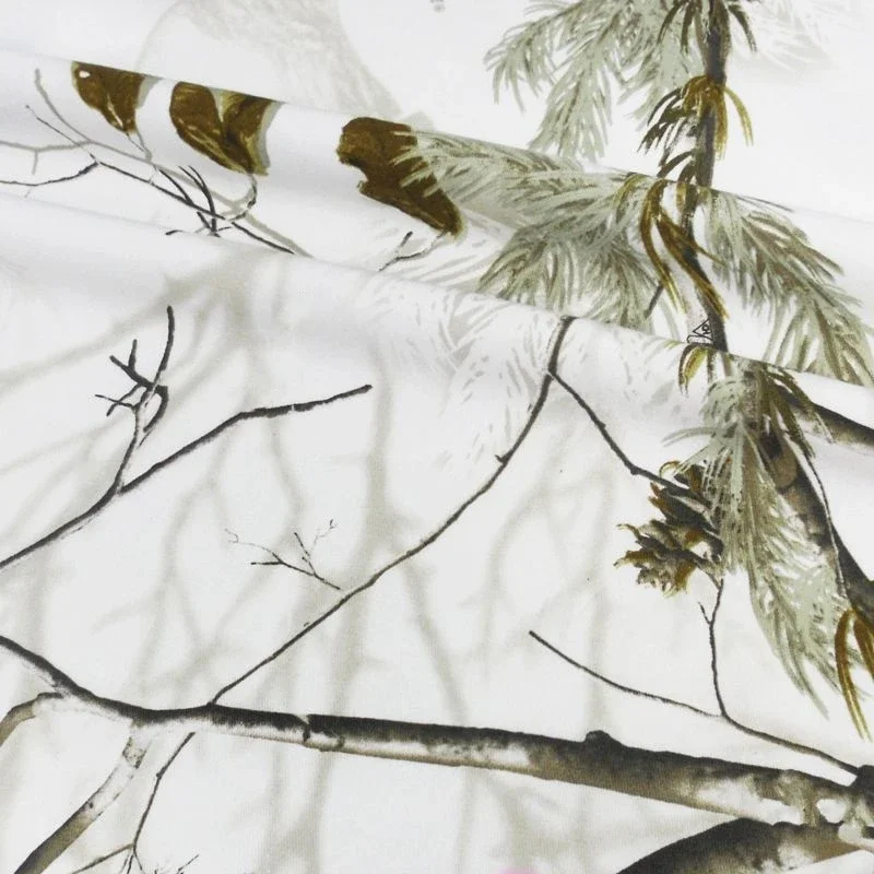 Bionic Camouflage Fabric Polyester Cotton Elastic Tree Leaves Camo Cloth with Fleece Hunting Accessories Tactical Gear Sewing