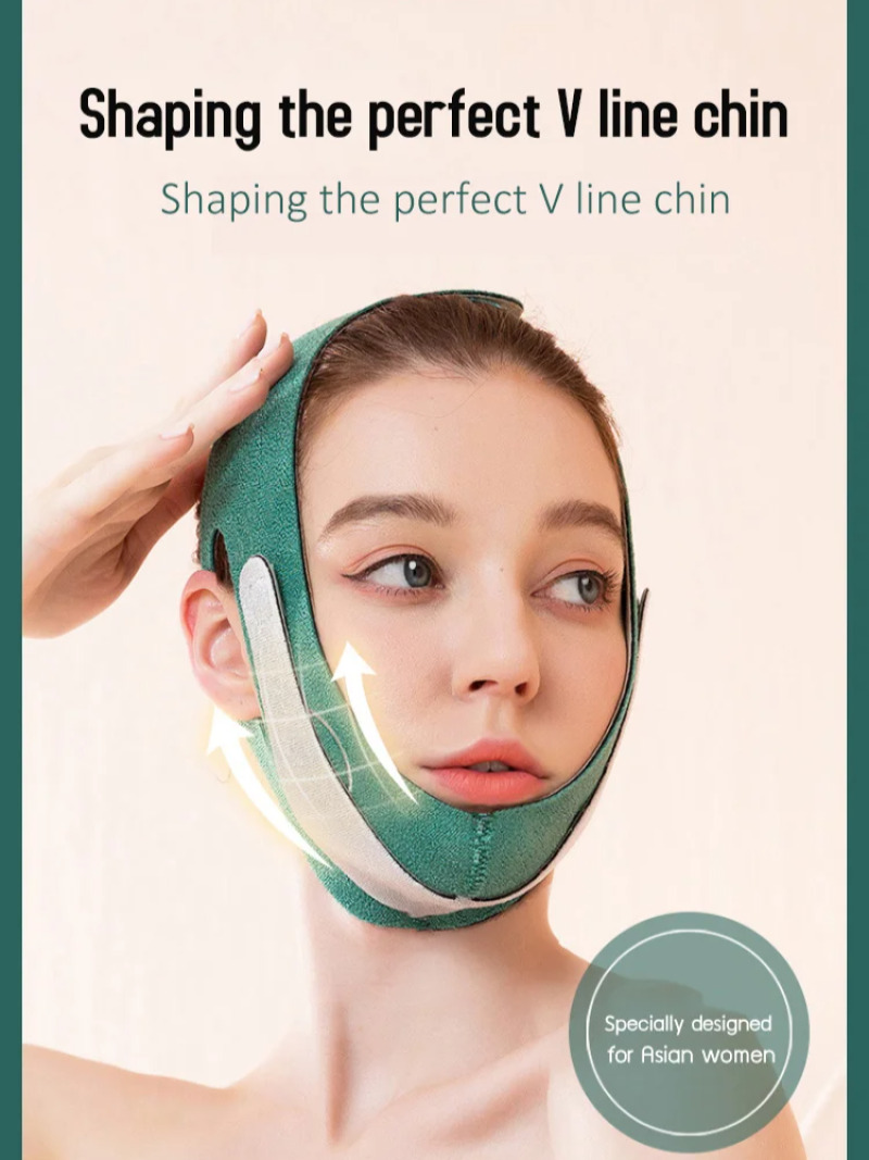Women's Facial Mask Far Infrared Double Chin Lift Shape Bite Bandage Graphene V Face Mask