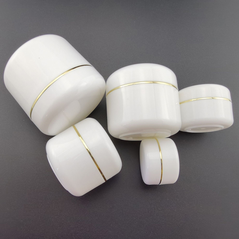 10g-500g Travel Face Cream Box Lotion Cosmetic Container Silver Gold Edge White Plastic Empty Makeup Jar Pot Refillable Bottle