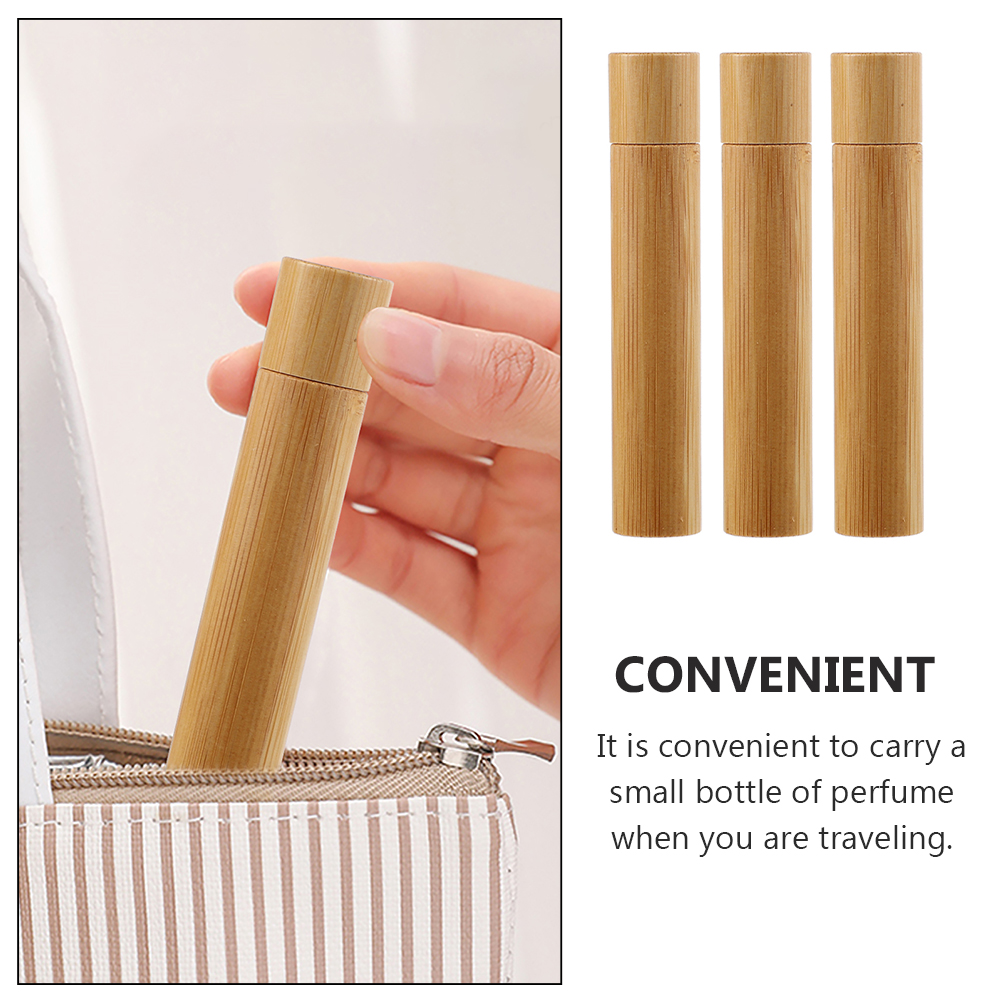 3pcs Bamboo Essential Oil Bottle Glass Roll on Bottles Empty Travel Oils Roller Ball Perfumes Aromatherapy Facial Serum Leak